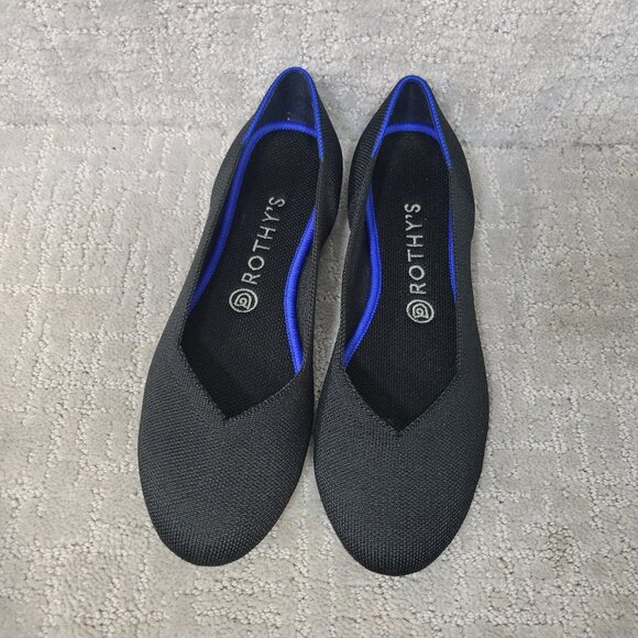 Rothy's The Flat Black Solid Slip On Ballet Shoes Women's Size US 8.5, 9.5, 10 - Picture 1 of 11